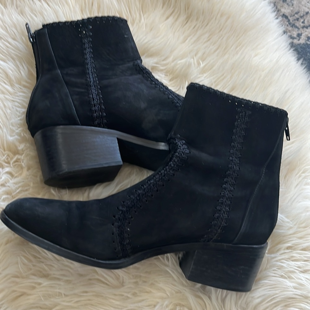 CHELSEA & VIOLET black suede Lucy crochet booties Free People boots